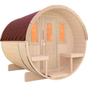 WOLFF FINNHAUS Saunafass 250 Bausatz Dachschindeln rot