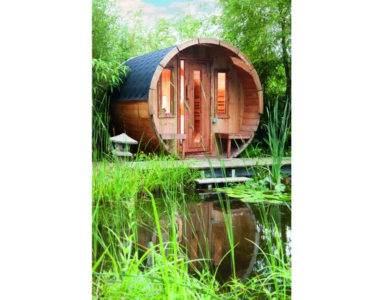 WOLFF FINNHAUS Saunafass 280 de luxe Thermoholz mont.
