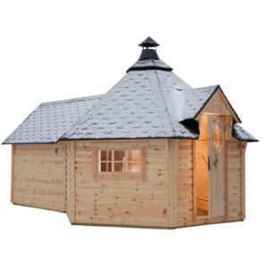 WOLFF FINNHAUS Grillkota 9 de luxe mit Saunaanbau