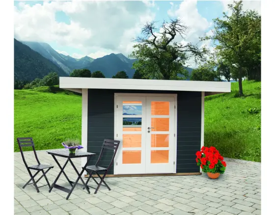 WOLFF FINNHAUS Gartenhaus Relax B anthrazit 295x241cm