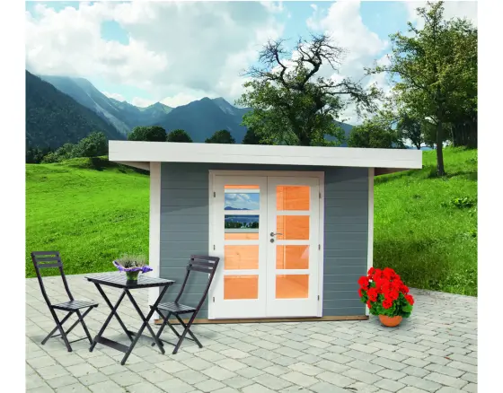 WOLFF FINNHAUS Gartenhaus Relax C hellgrau 295x301cm