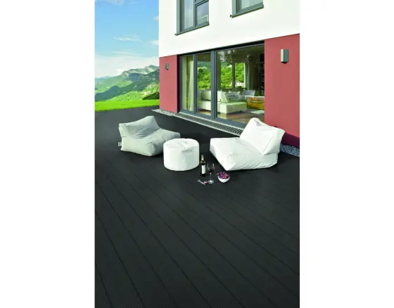 HQ GartenWelt Terrassendiele VariDec Miru BPC, massiv, Anthrazit, glatt/geriffelt,