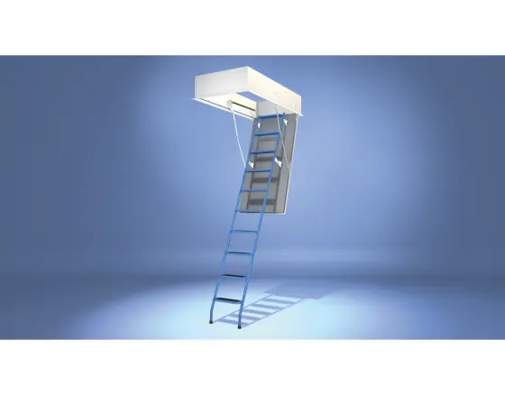 Wellhöfer Bodentreppe StahlBlau mit WärmeSchutz WS3D Deckenöffnung 120x60, lichte