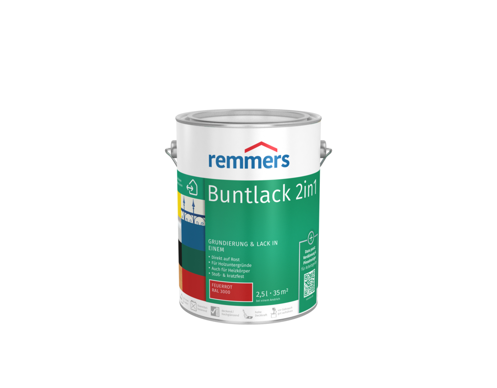 Remmers Buntlack 2in1 Feuerrot RAL 3000 0,75 l