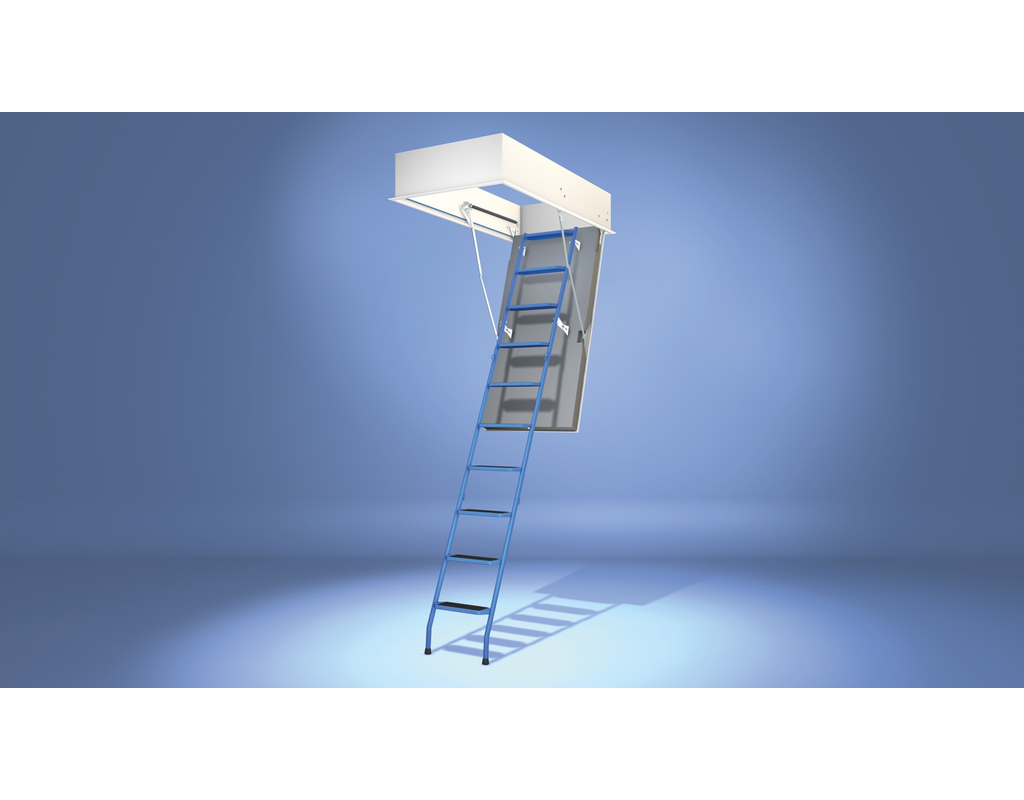 Wellhöfer Bodentreppe StahlBlau mit WärmeSchutz WS4D Deckenöffnung 110x60