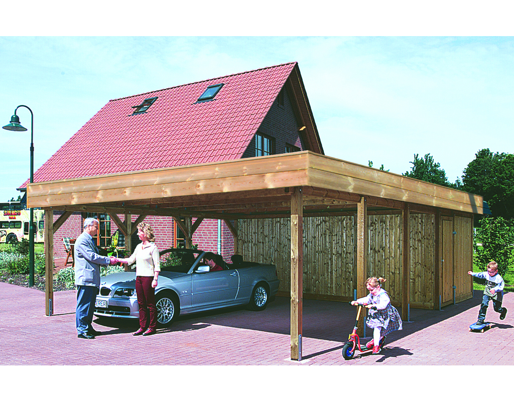Scheerer Carport Kompakt 5,49x7,00m KD+ braun